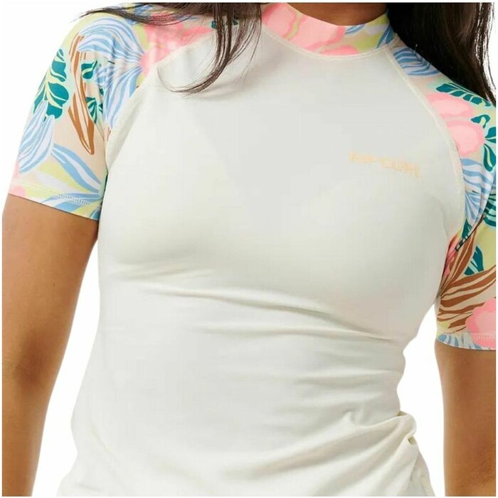 2024 Rip Curl Womens Follow The Sun UPF 50 Short Sleeve Rash Vest 169WRV - Light Orange